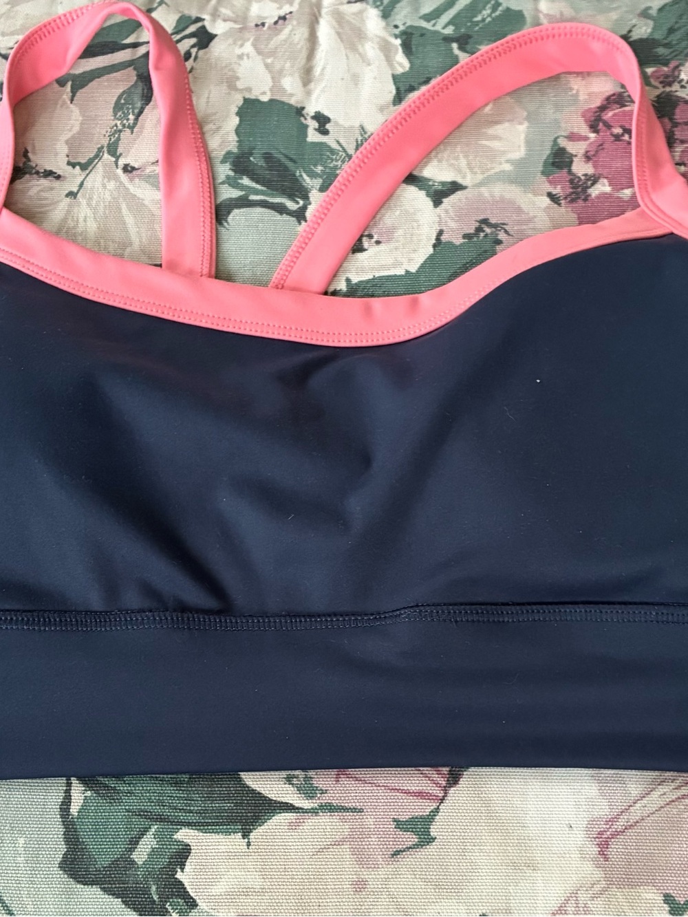 Z Supply Navy Sports Bra with Pink Trim